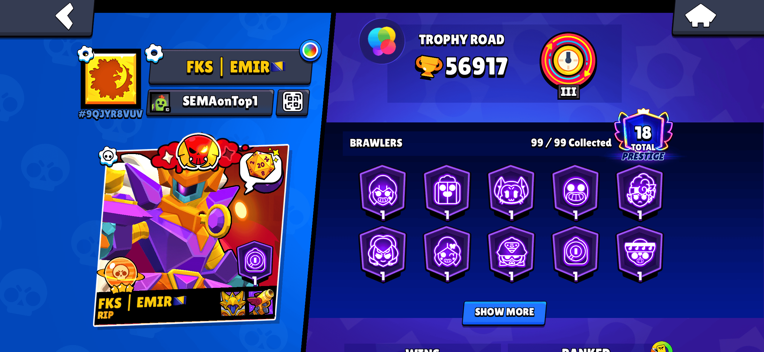 BRAWL STARS ACCOUNT***100BRAWLERS***61HYPERCHARGE***55k+🏆