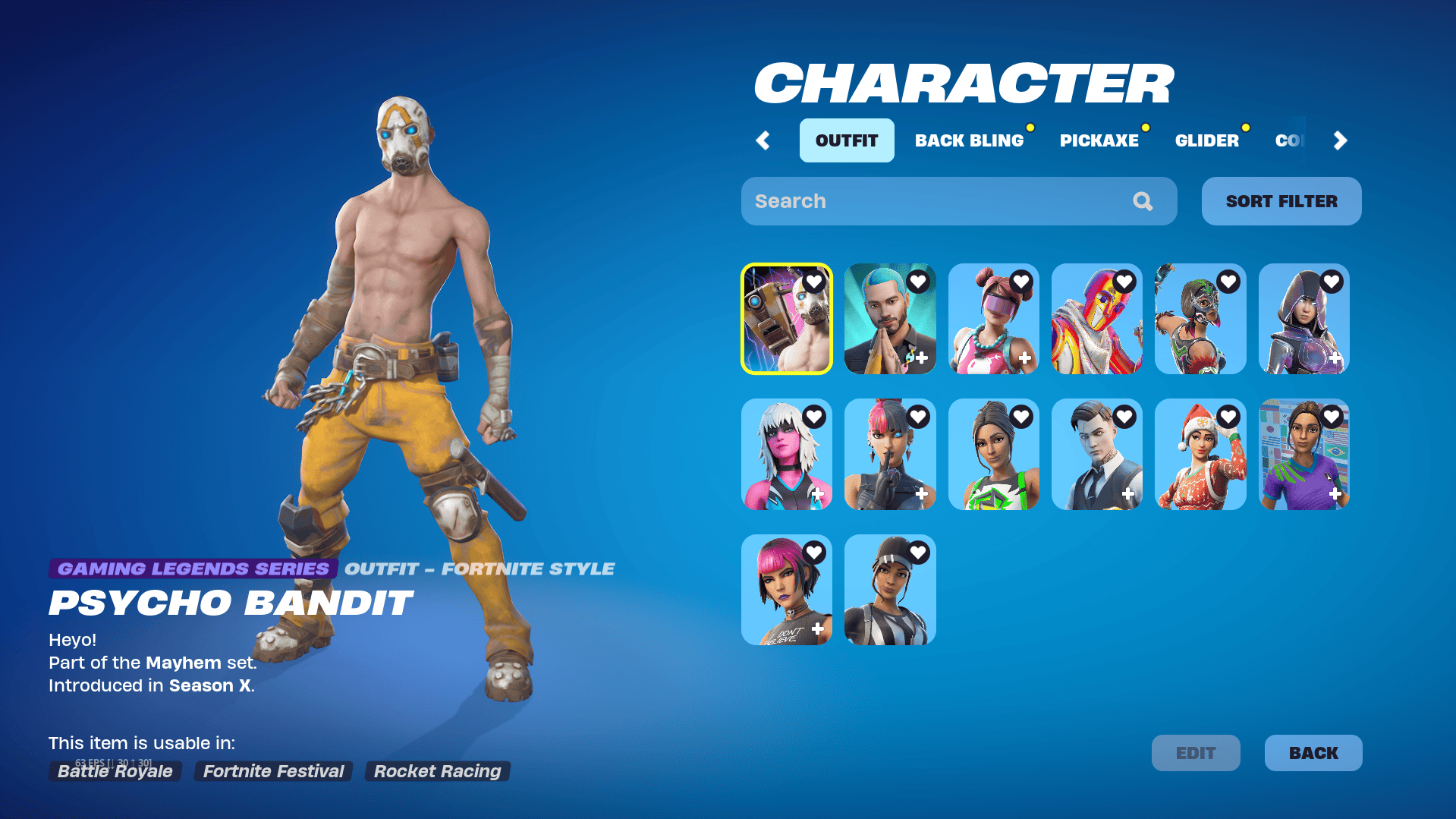 Fortnite account with physco bandit skin glow skin and the kratos pickaxe and more