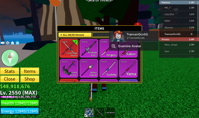 Blox Fruits 2550LV+ANCHOR+CDK+SG+T-REX