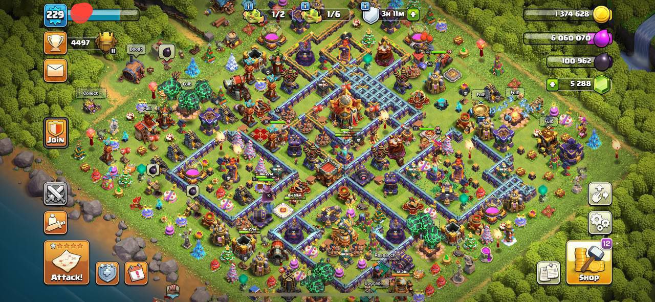 229 XP | SEMI MAX TH16 | 5288 GEMS | STACKED OLD OBSTACLES AND CLASHMAS TREES | PETS LEVEL ALMOST MAXED | HEROES 72-91-37-32 | INSTANT DELIVERY