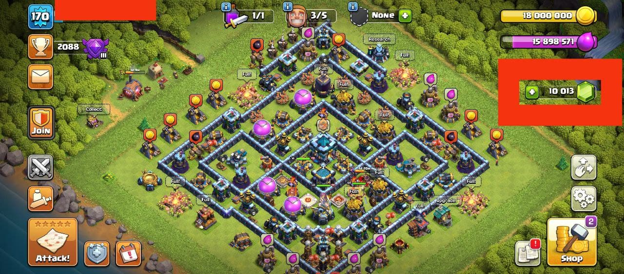 170XP | MAXED TH13 | STACKED 10K GEMS | 500 RENAME | HEROES 68-70-50-14 | INSTANT DELIVERY