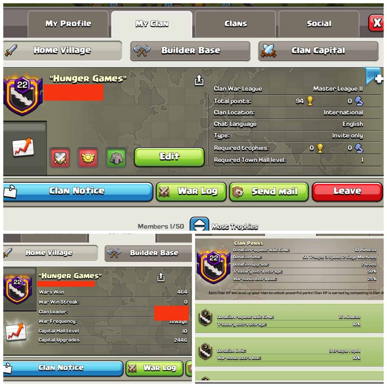 HIGH LEV 22 CLAN | PURE ENGLISH NAME “HUNGER GAMES” | MASTER LEAGUE 2 | CAPITAL HALL 10 | INSTANT DELIVERY