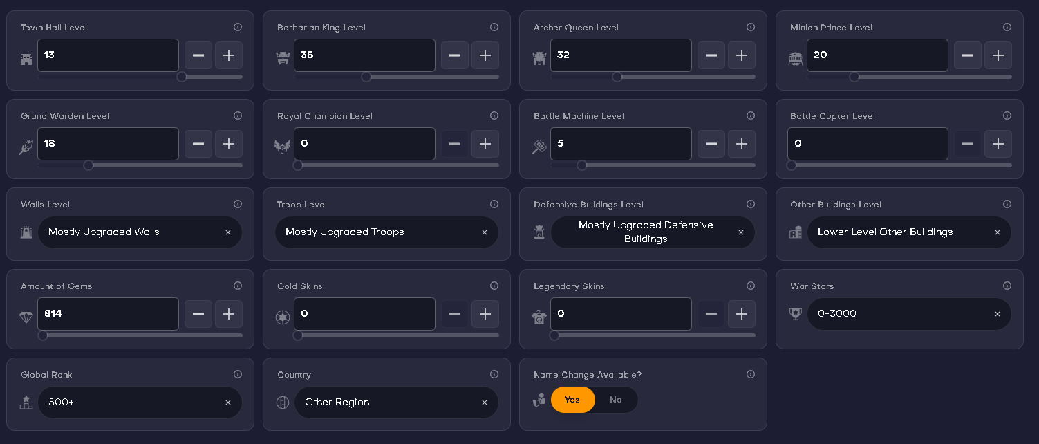 Clash of Clans Account for Sale – Town Hall 13