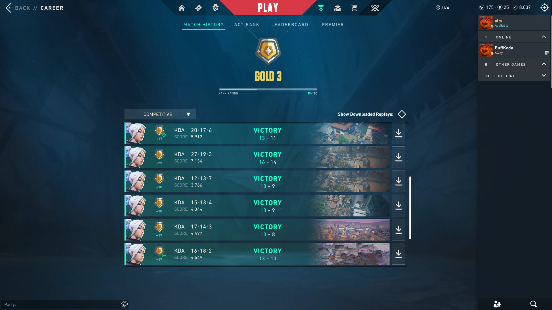 Gold 3 Valorant account – 0 Skins – 34rr a game