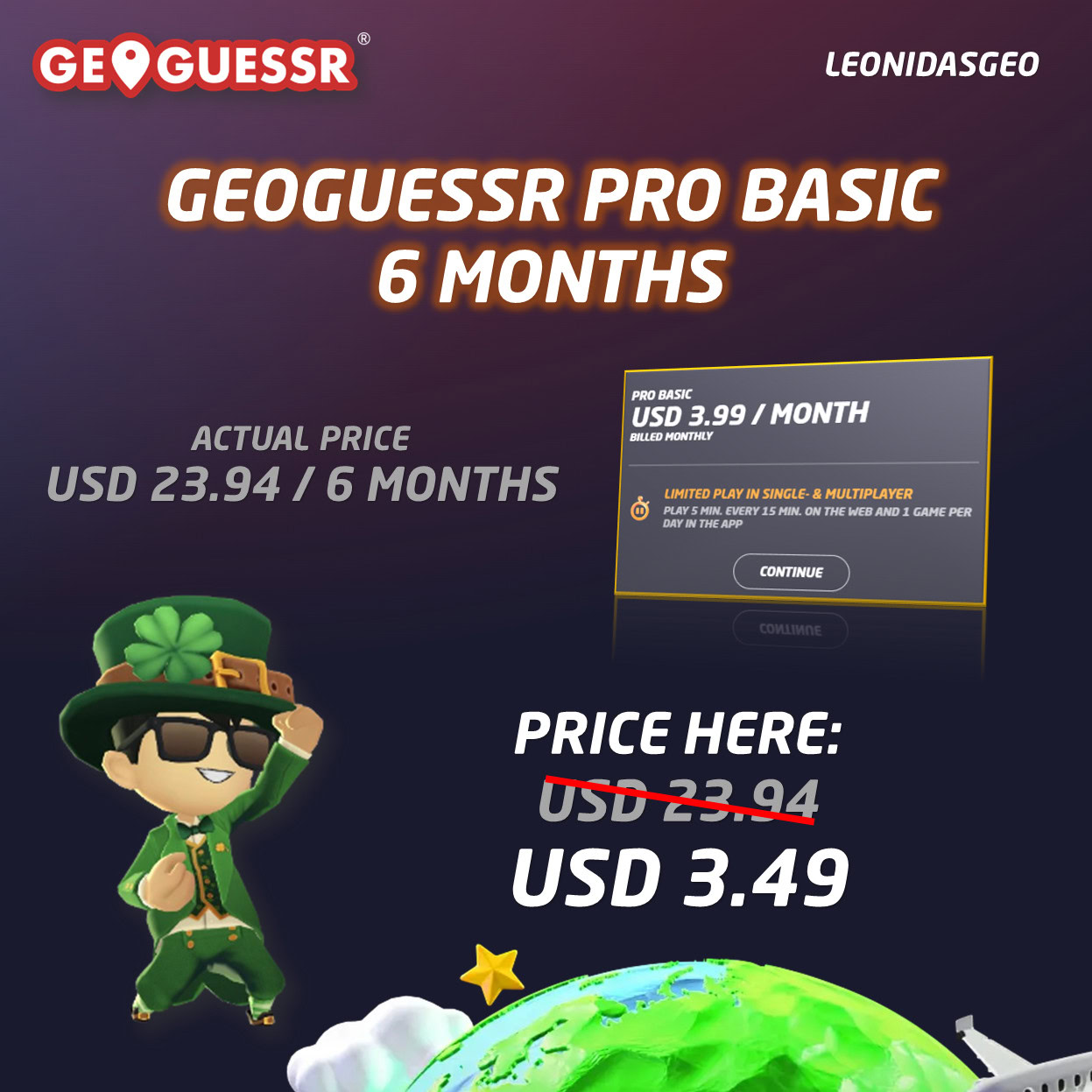 ✅ GeoGuessr Pro Basic | 6 Months Subscription ⭐