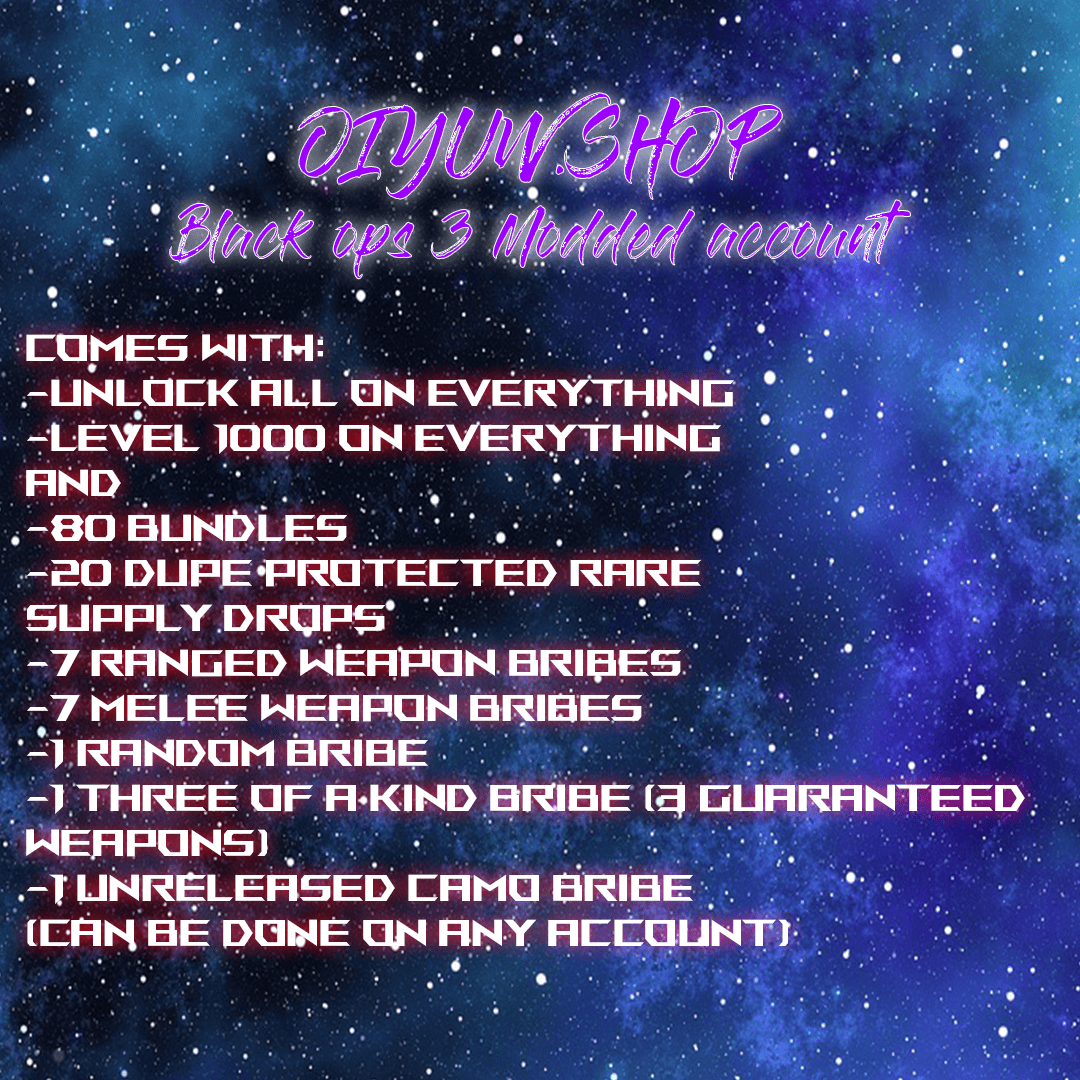 Call of Duty Black ops 3 (PS4/5) UNLOCK ALL / Modded Account