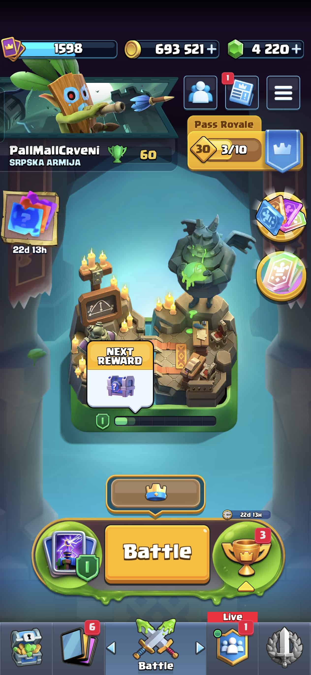 Clash Royale Account – 14.000+ trophies 650.000+ coins 4200+ gems