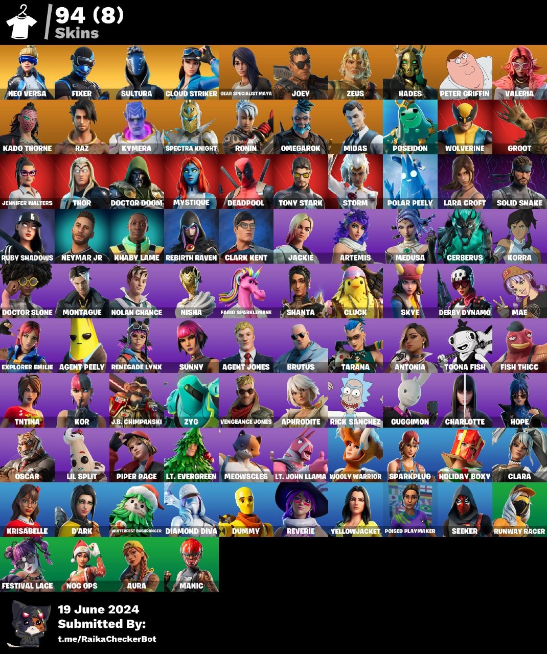 Fortnite Account 【94 SKINS】 (PC/XBOX) NEYMAR JR | NOG OPS | MIDAS | AURA | NEO VERSA | MANIC | DEADPOOL | LARA CROFT | RICK SANCHEZ | FIXER