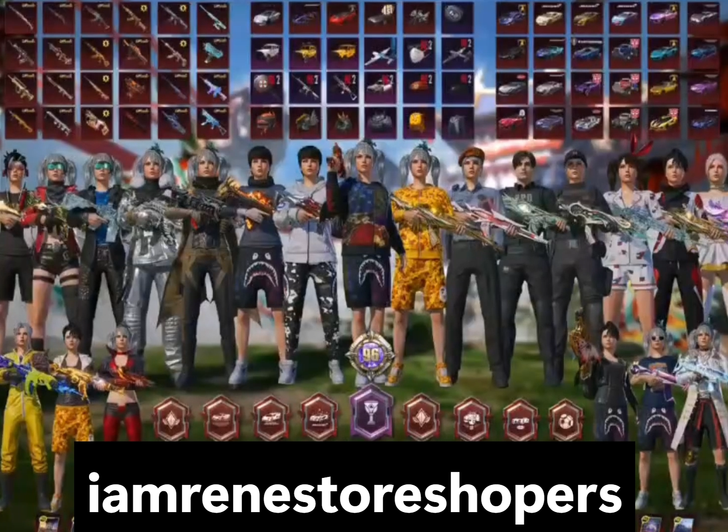 Pubg Mobile Account Bape White,Yellow,Purple,915 Mythic,75 Ultimates,13xSuit,160 Max Guns