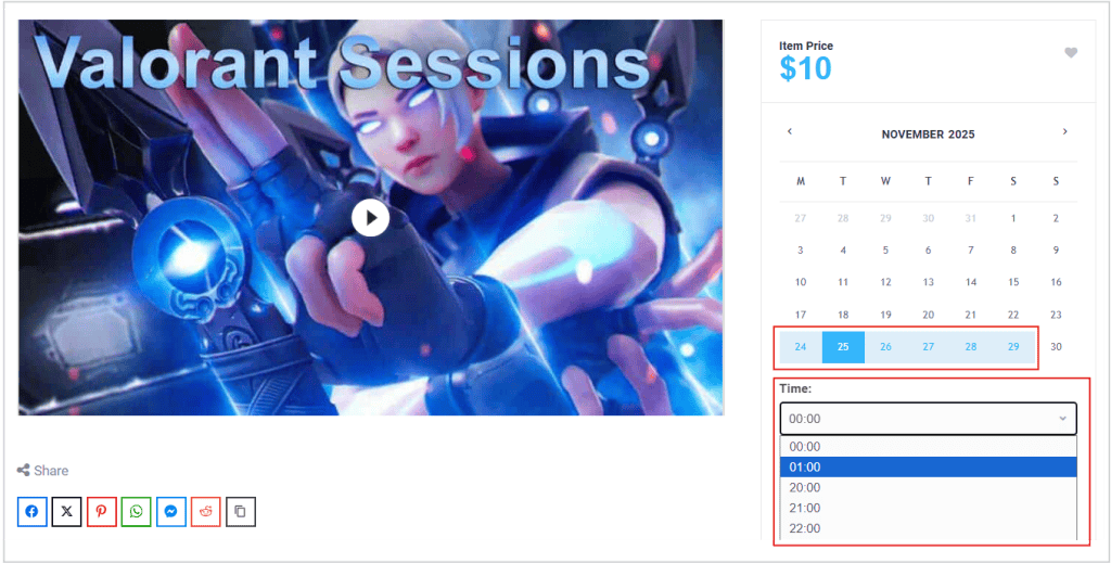 sessionbooking front endexample 3