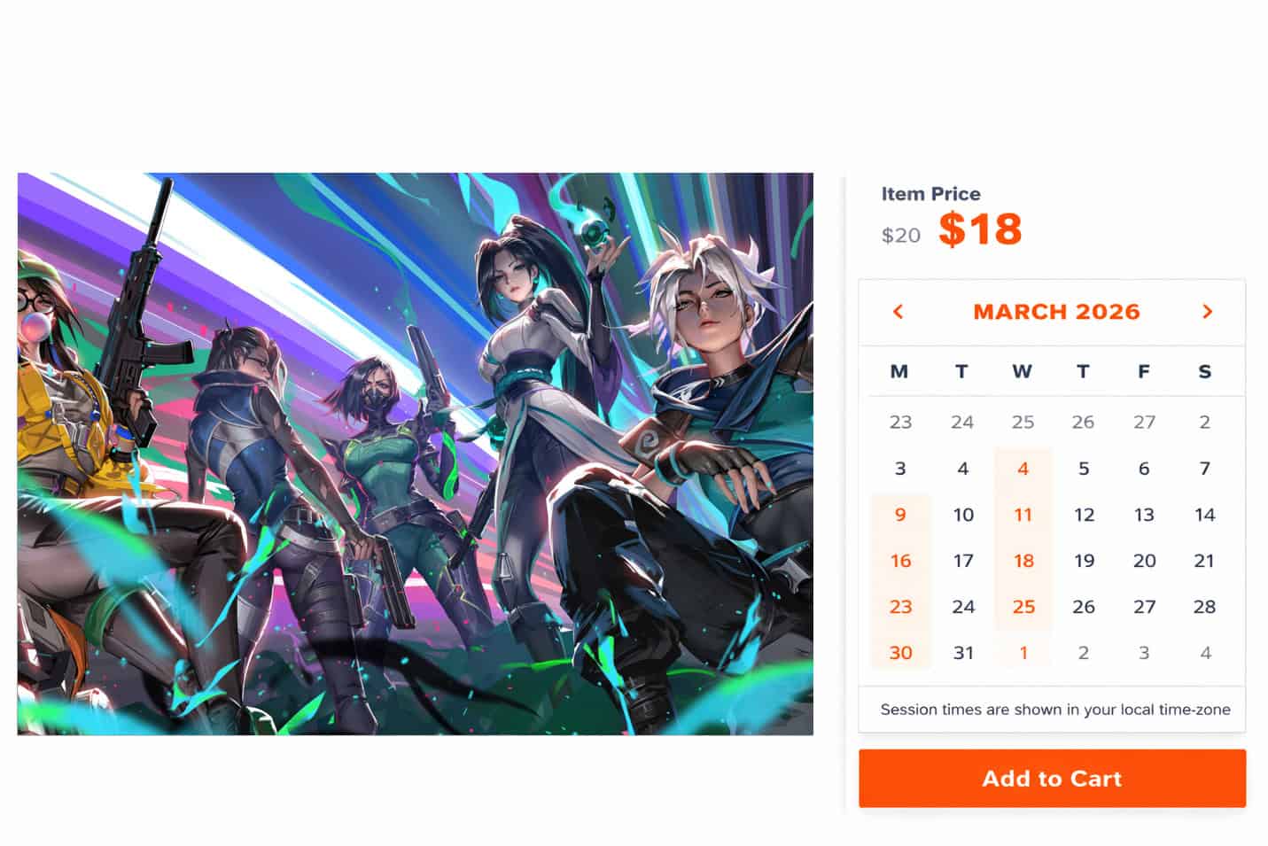 Gaming session listing preview